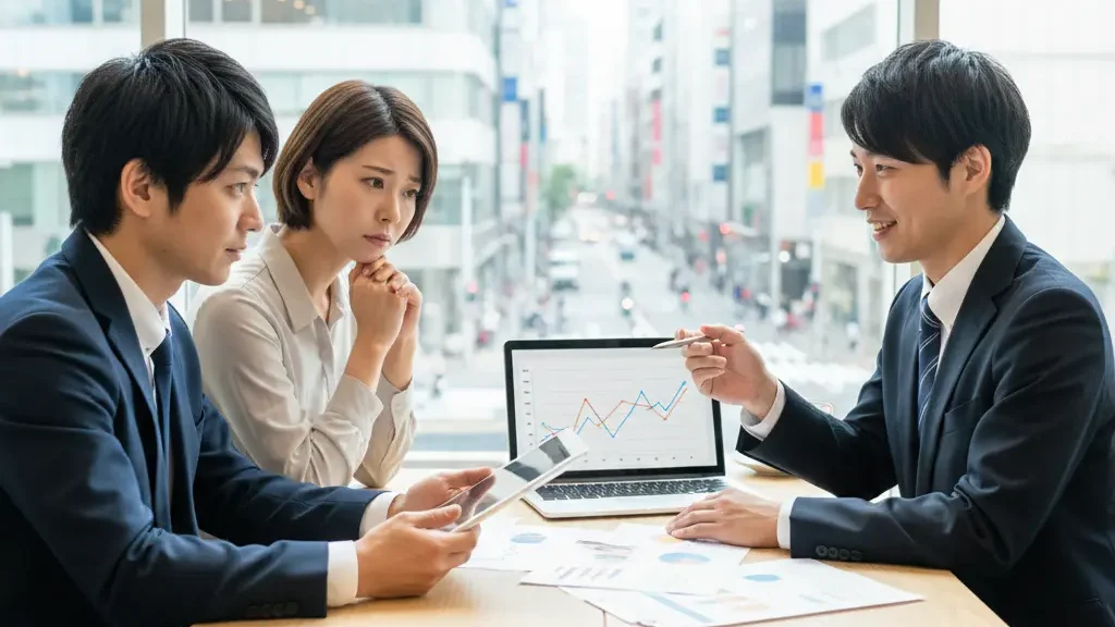 初めての土地活用で疑問や不安を解消したくプロに相談している様子の画像。