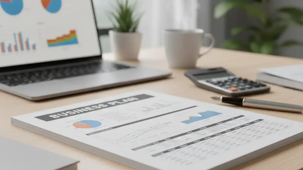 テーブルの上に広げられたアパート建築プランと事業計画書の比較イメージ。