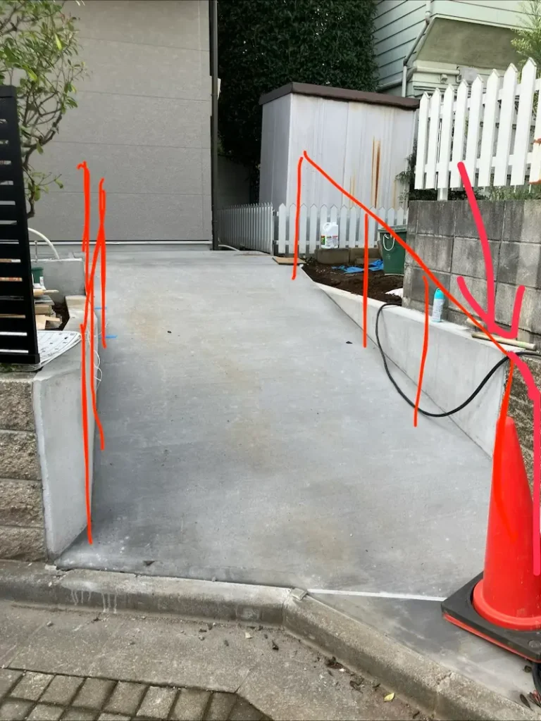 スロープサイドの手すりの位置イメージ